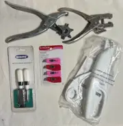 LOT- Sewing Hole Punch Button Knifes and Singer Smart Scissors Set