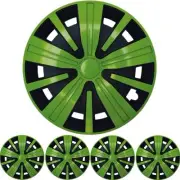 16 Inch 4x Premium Design Hubcaps " Spinel to " IN Green Black (for: Peugeot)