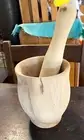 Mortar & Pestle Artisan Handmade From One Piece Natural Wood Unstained