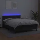 Box Spring Bed with Mattress&LED Black 153x203 cm Queen Size Faux Leather