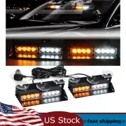 2pcs X 8 LED Car Strobe Light For Emergency Flash Warning Lamp Amber White