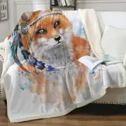 Native American Fox Throw Blanket