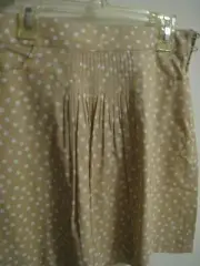 NEW Jacadi Girls Skirt 100% Cotton Size 10 Beige with Ivory dots