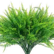 Hananona 12 Pcs Artificial Outdoor Plants Fake Boston Fern Stems, UV Resistan...