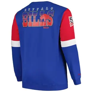 最新 2024 年 NFL Buffalo Bills T 恤 Mitchell & Ness 長袖運動上衣加大碼
