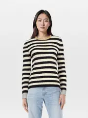 Black & White Striped Cashmere Knit Jumper