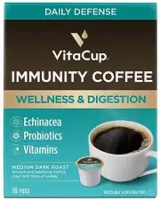 VitaCup Immunity Coffee Pods Wellness Boost with Antioxidants Echinacea Probi...