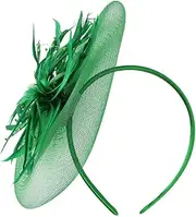 [Laroal] Fascinator Hat Elegant Flower Feather Net Mesh Derby Tea Party Hats Headwear Cocktail Wedding Headband for Women Girls Green