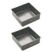 2x Mastercraft Black 23cm Non-Stick Deep Heavy Loose Base Square Cake Baking Pan