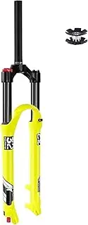Mountain Bike Fork 26/27.5/29 Inch 140mm Travel, Rebound Adjustment Disc Brake QR 9mm Mountain Bike Suspension Fork 1-1/8" 1-1/2" for 1.5-2.45" Tires