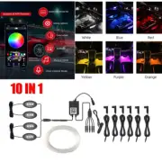 10 in 1 RGB LED Atmosphere Lamp Car Interior Decor Light 5M Fiber Optic Band DIY (for: Honda)