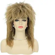 80s Tina Rock Diva Costume Wig for Women Big Hair Blonde 70s 80s Rocker Mullet Wigs Glam Punk Rock Rockstar Cosplay Wig for Carnival Party