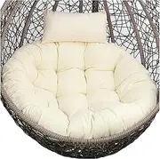 SNIME Cushion Round Swing Chair Cushion, Thick Large Hanging Hammock Chair Seat Cushion, Washable Papasan Cushion (Color : Beige a, Size : Diameter 105 cm)