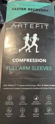 Artefit Compression arm sleeves - lasts 4x longer - Black XL