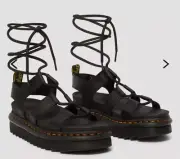 Dr. Martens Nartilla Black Leather Strap Gladiator Sandal Women's Size 10 "DOCS"