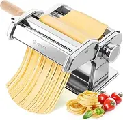 Pasta Machine, ISILER 9 Adjustable Thickness Settings Pasta Maker, 150 Roller Noodles Maker with Aluminum Alloy Rollers and Cutter for Pasta, Spaghetti, Fettuccini, Lasagna
