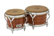 LP LATIN PERCUSSION CLASSIC ORIGINAL BONGOS DRUMS MAHOGANY WOOD CHROME - LP1964