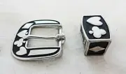 Card Suit Jeremiah Watt Heel Buckle & Keeper Loop Set Horse Belt Sizes Stainless