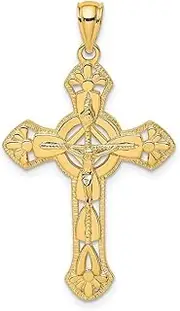 [JewelryWeb] 14ct Gold Crucifix With Arrow Tips and Circle Center 40.4mm long