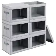 Stackable Storage Bins with Lids - Medium Storage Box with Lids, Foldable Sto...