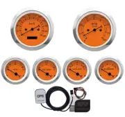 MOTOR METER RACING Classic Orange 6 Gauge Set 85mm GPS Speedometer KMH °C BAR