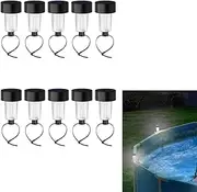 WADY 10PCS Solar Frame Pool Light, Colorful Solar Pool Lights for Above Ground Pools, Waterproof Swimming Pool Accessories Night Lights, Garden Fence Outdoor Lighting Decor (White Light)