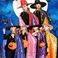 在飛比找蝦皮購物優惠-台灣現貨速發萬聖節兒童服裝女巫巫婆斗篷披風COSPLY兒童服