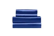 4pc Royal Comfort Satin King Bed Fitted Sheet Set w/ 2x Pillowcases Navy Blue