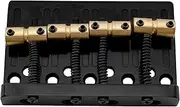 Musiclily Pro 57mm (2-1/4 inch) String Spacing Hardtail Brass Saddles Zinc Alloy Plate 4-String Bass Bridge, Black