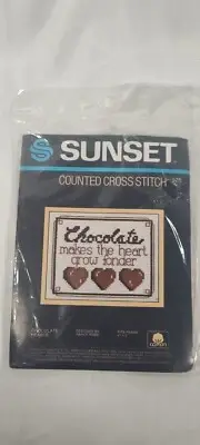 Sunset Counted Cross Stitch Needlework Kit Chocolate Makes the Heart Grow Fonder