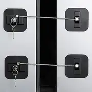 Fridge Lock,Refrigerator Lock with Keys, Freezer Lock and Child Safety Cabinet Lock with Strong Adhesive (Fridge Lock-Black 2Pack)