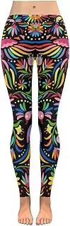 [Artsadd] Custom Mexican Embroidery Stretchy Capri Leggings Skinny Pants For Yoga Running Pilates Gym(2XS-5XL)