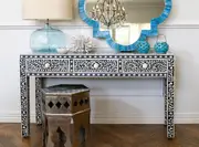 Zohi Interiors Bone Inlay Console Table in Black