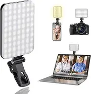 [ALTSON] 60 LED Portable Selfie Light Dimmable 2500K-6500K Video Light with Clip & Camera Tripod Adapter, Rechargeable 2200mAh, CRI 97+, 3 Light Modes for iPhone Phone Computer Makeup
