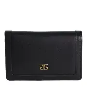 [PIERRE CARDIN] Italian Leather Snap Button Bi-Fold Flat Wallet in Black
