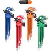 HORUSDY 36Pcs Allen Key Set, Ball-end Hex Wrench Tamper Proof Torx Star Keys Metric & Imperial Size Extra Long Arm