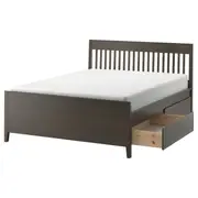 IDANÄS bed frame with storage, dark brown/Lönset, Queen
