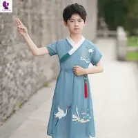 在飛比找蝦皮商城精選優惠-男童漢服 中國風 唐裝 漢服男童夏裝薄新款夏季古裝中國風唐裝