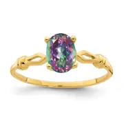 14K Yellow Gold Mystic Fire Topaz Polished Ring