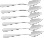 Veemoon 6pcs Stainless Steel Fruit Spoon Serrated Edge Ice Cream Scoop for Pears Pumpkins Mirror Polished Silver