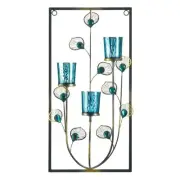 HOME LIGHTING DECOR PEACOCK THREE CANDLE WALL SCONCE