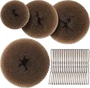 Teenitor Hair Bun Maker for Kids Girls - Hair Donuts, Ballet Bun in 4 Sizes, Light Brown