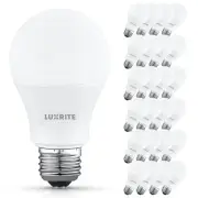 Luxrite A19 LED Light Bulb 9.5W=75W 3500K 1100LM E26 Damp Rated ETL 24-Pack