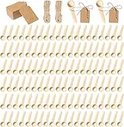 120 Sets 3 Inch Mini Wooden Spoons with 120 Pcs Tags and 2 roll of Twine Rope Spice Jars Wood Spoons Disposable Small Spoons Wooden Spoons Honey Sugar Cooking Oil Tea Coffee Kitchen