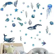 Ceiling Stickers, Noctilucent Sea Life Animals Decals, Waterproof Reusable Sea Life Animals Wall Stickers, Underwater Sea World Wall Art for Bedroom