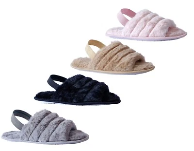 WHOLESALE LOT 36 Pairs women's Elastic Band Faux Fur open toe slippers-303L