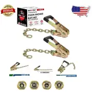 2-Pack Heavy Duty Ratchet Buckles with Yellow Chrome Finish - 10,000lbs Capacity