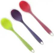PETSOLA 3pcs Silicone Mini Soup Spoon Tablespoon, 20.5cm Long, Red+Green+