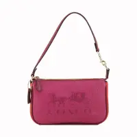在飛比找momo購物網優惠-【COACH】小包-馬車LOGO荔枝紋皮革手提包(紫紅)