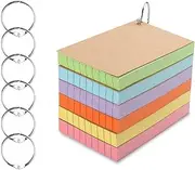 6 Pack Flash Cards 300 Pcs Index Cards Revision Coloured Card Mini Notepads with Binder Rings for Study Office Note Pads School Learning Memo